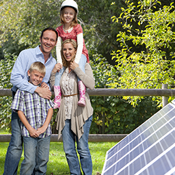 Family going green with solar panels energy system